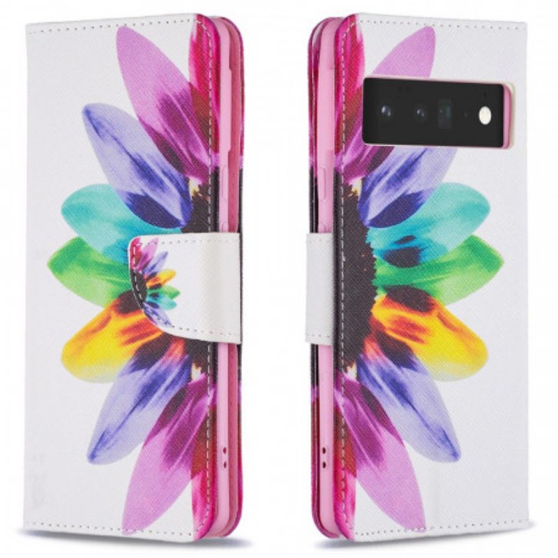 Bescherming Hoesje voor Google Pixel 6 Pro Folio-hoesje Waterverf Bloem