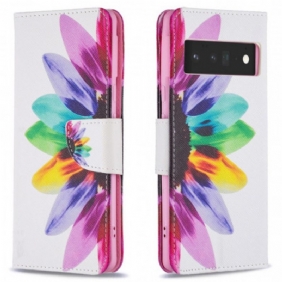 Bescherming Hoesje voor Google Pixel 6 Pro Folio-hoesje Waterverf Bloem