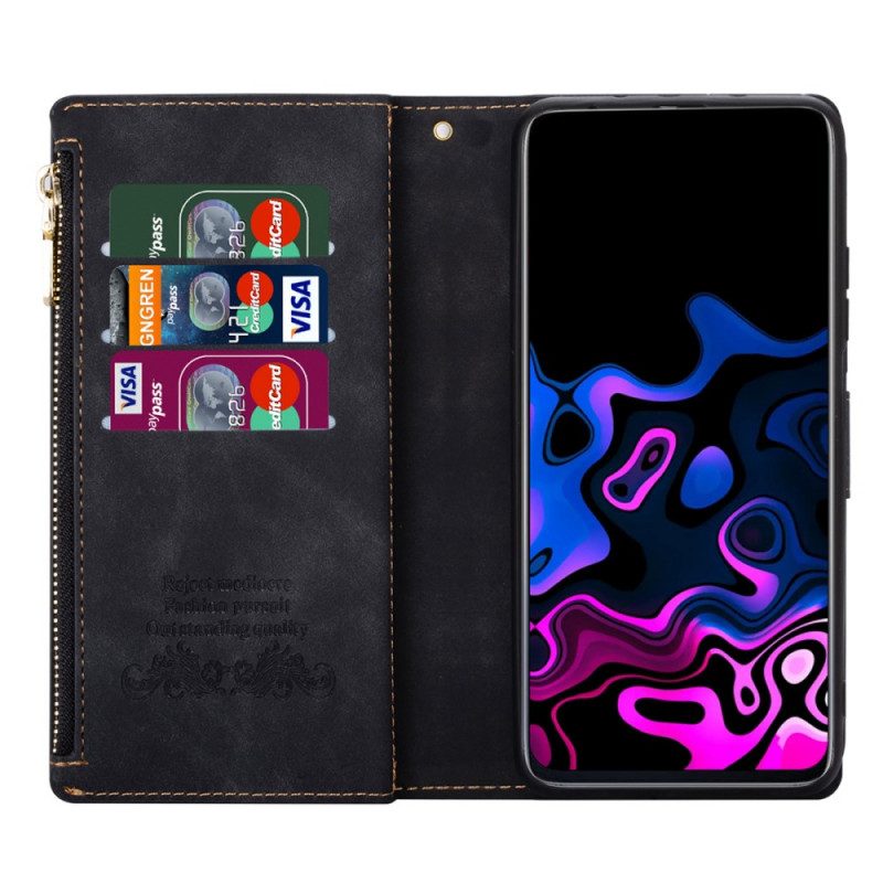 Flip Case voor Google Pixel 6 Pro Tweekleurige Grafische Zak Met Ritssluiting