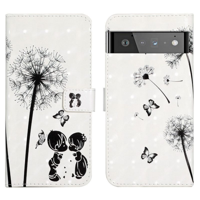 Folio-hoesje voor Google Pixel 6 Pro Baby Love Paardebloem