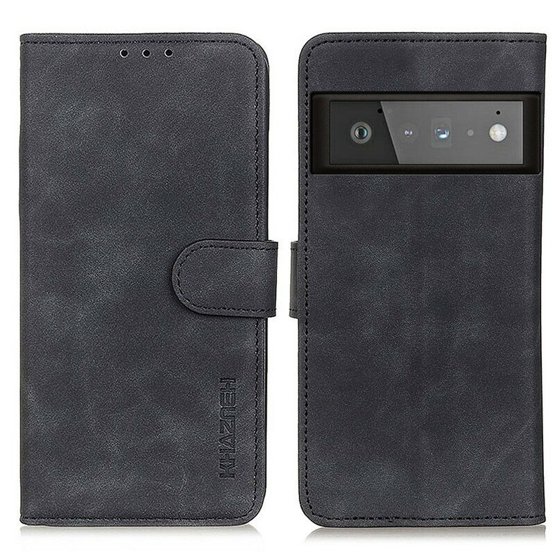 Folio-hoesje voor Google Pixel 6 Pro Khazneh Vintage Leereffect