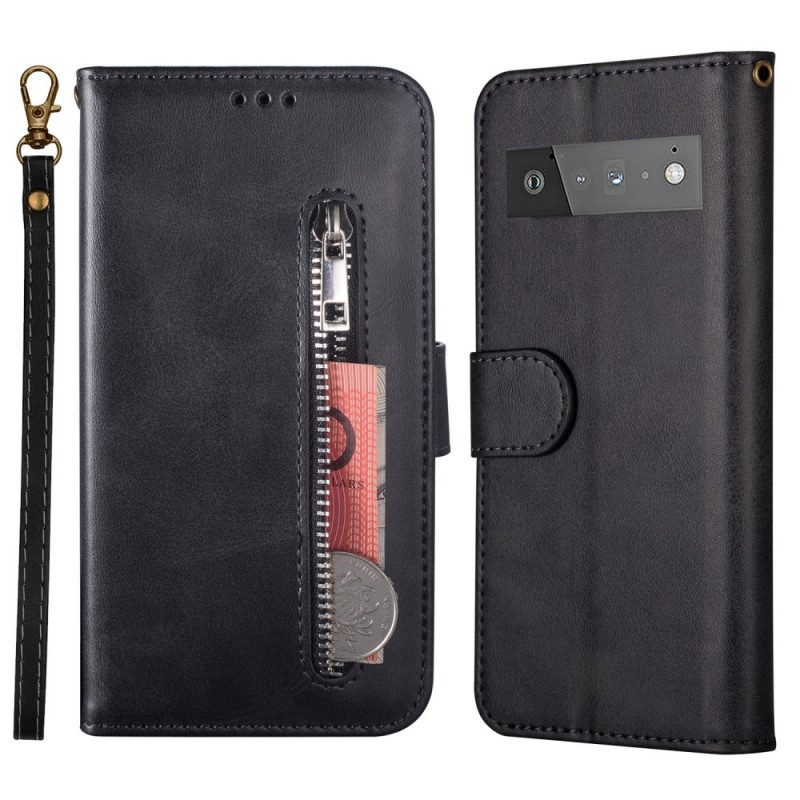 Folio-hoesje voor Google Pixel 6 Pro Portemonnee Met Lanyard