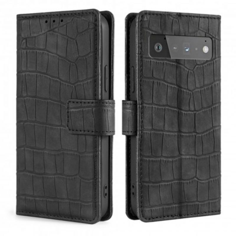 Folio-hoesje voor Google Pixel 6 Pro Skin-touch-krokodil