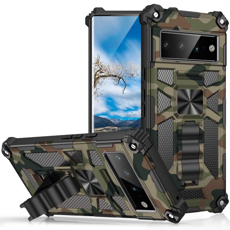 Hoesje voor Google Pixel 6 Pro Camouflage Verwijderbare Ondersteuning