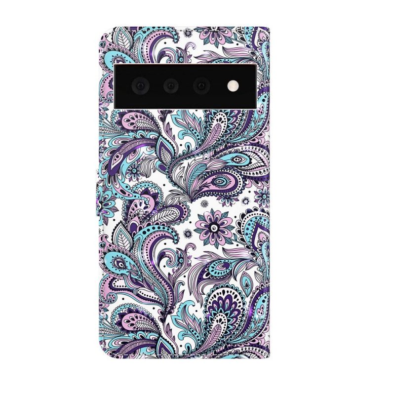 Leren Hoesje voor Google Pixel 6 Pro Bloemen Patronen