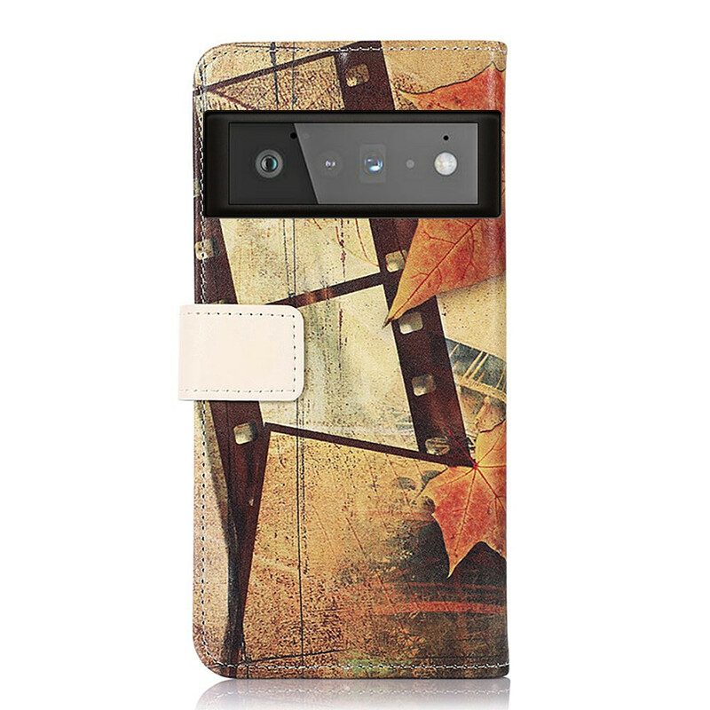 Leren Hoesje voor Google Pixel 6 Pro Eiffeltoren In De Herfst