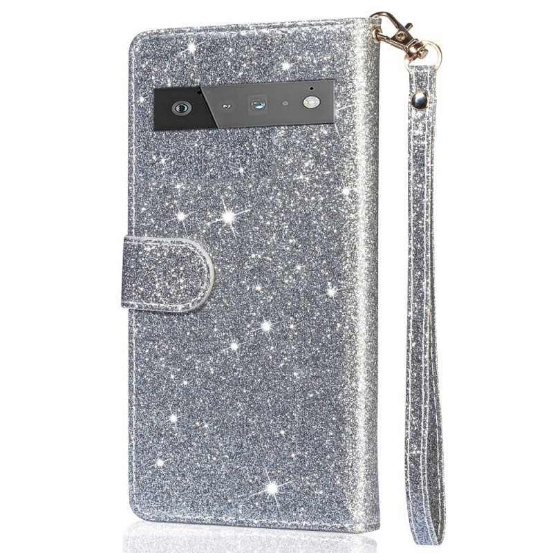 Leren Hoesje voor Google Pixel 6 Pro Glitter Portemonnee