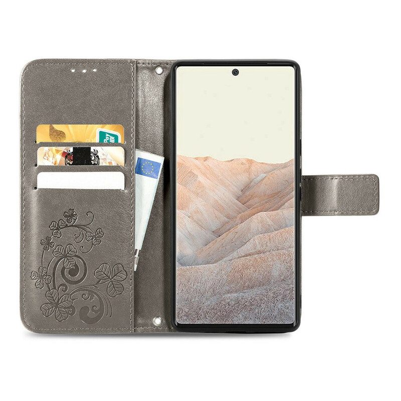 Leren Hoesje voor Google Pixel 6 Pro Klavertje Vier