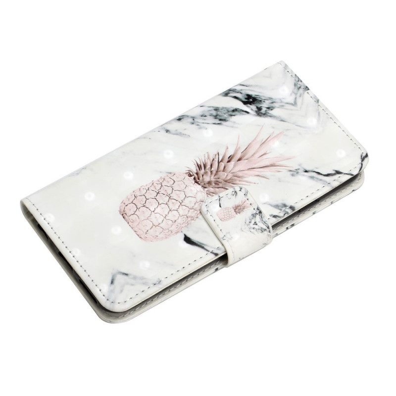 Leren Hoesje voor Google Pixel 6 Pro Lichte Vlek Ananas