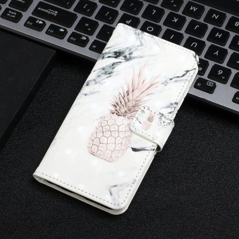 Leren Hoesje voor Google Pixel 6 Pro Lichte Vlek Ananas