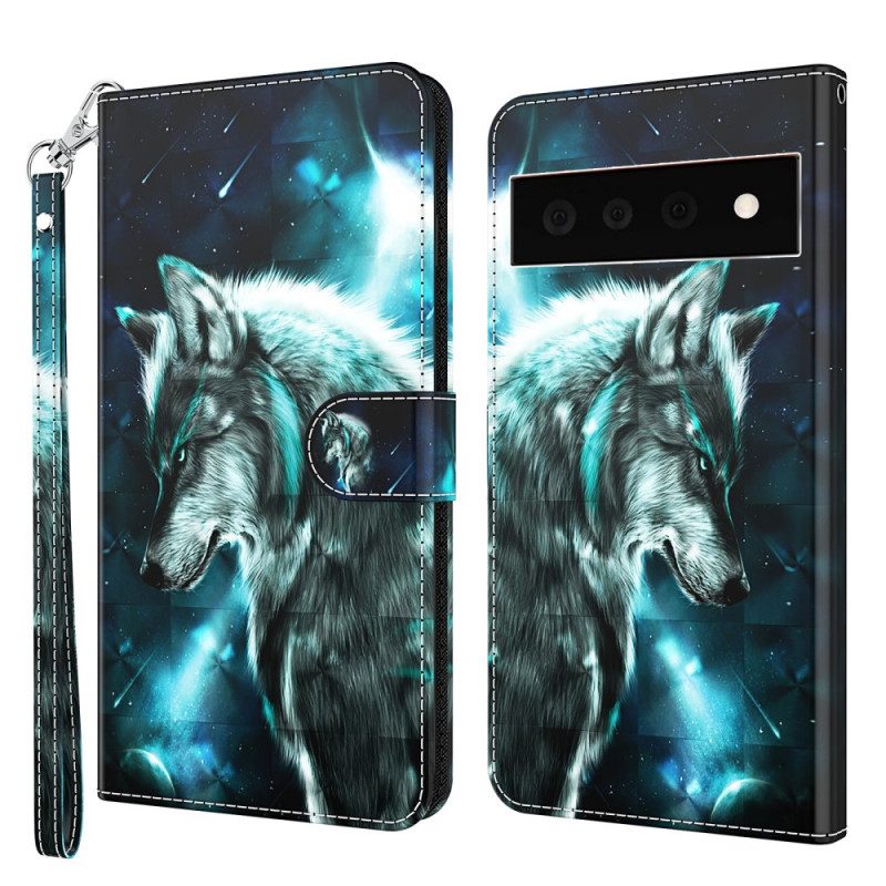 Leren Hoesje voor Google Pixel 6 Pro Majestueuze Wolf