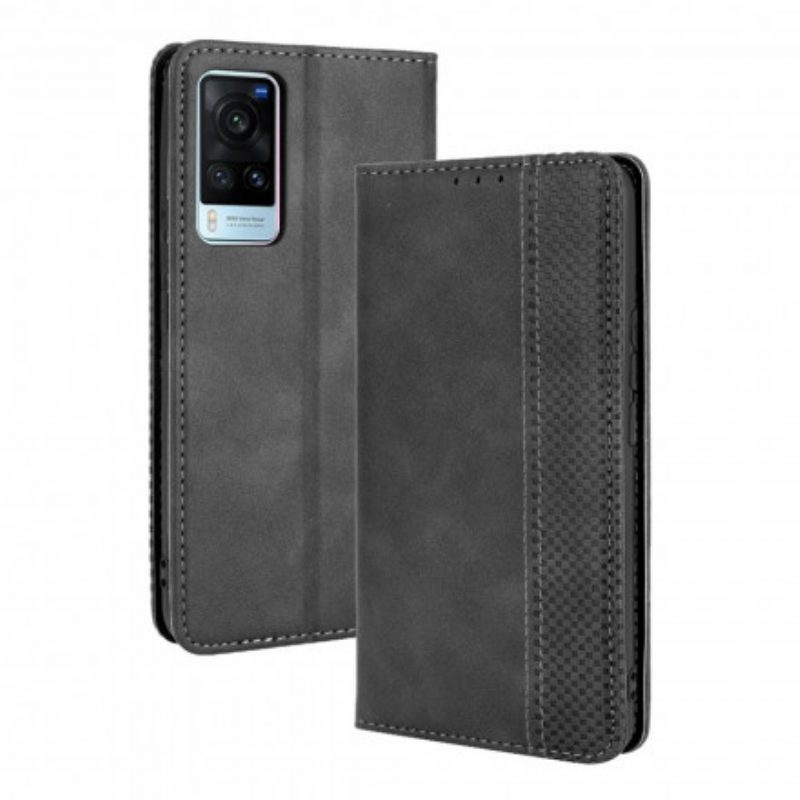 Bescherming Hoesje voor Vivo X60 Folio-hoesje Gestileerd Vintage Leereffect