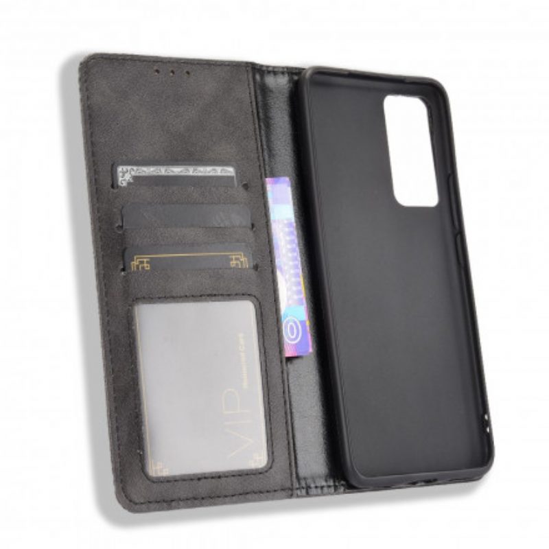 Bescherming Hoesje voor Vivo X60 Folio-hoesje Gestileerd Vintage Leereffect