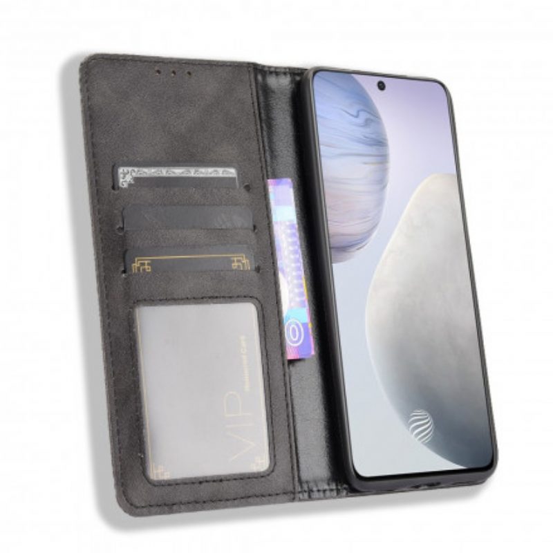 Bescherming Hoesje voor Vivo X60 Folio-hoesje Gestileerd Vintage Leereffect