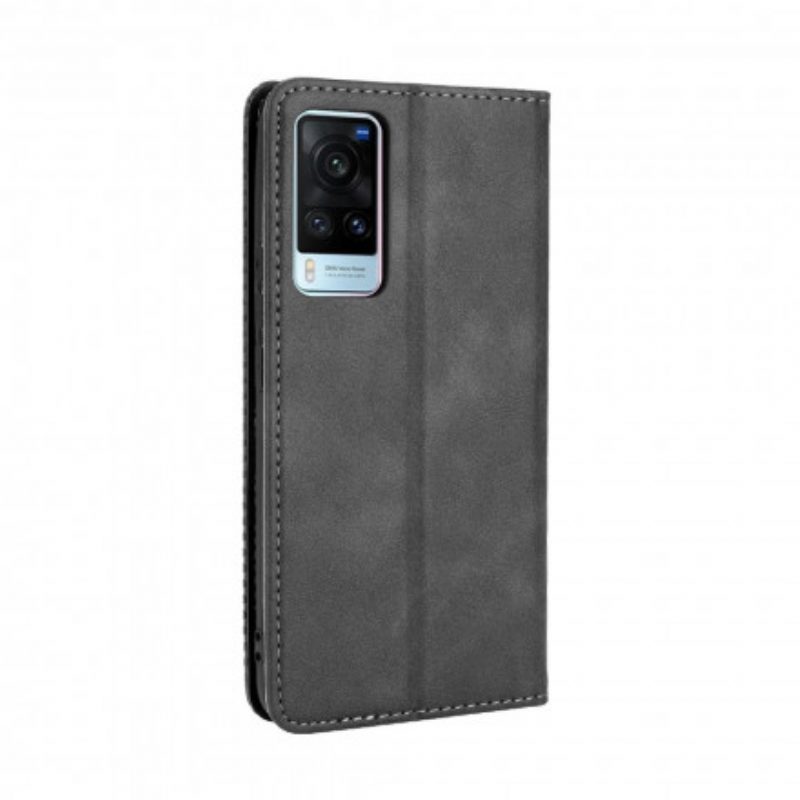 Bescherming Hoesje voor Vivo X60 Folio-hoesje Gestileerd Vintage Leereffect