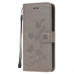 Folio-hoesje voor Samsung Galaxy Note 20 Ultra Met Ketting String Vlinders En Bloemen