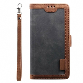 Folio-hoesje voor Samsung Galaxy Note 20 Ultra Retro Kunstleer Met Lanyard