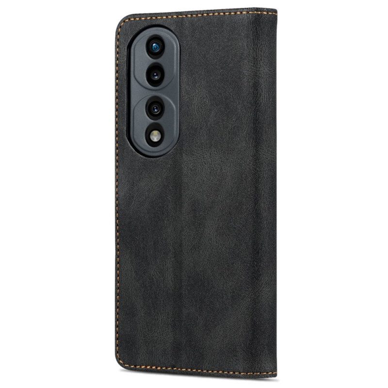 Flip Case voor Honor 70 Azns Leereffect Zichtbare Naden