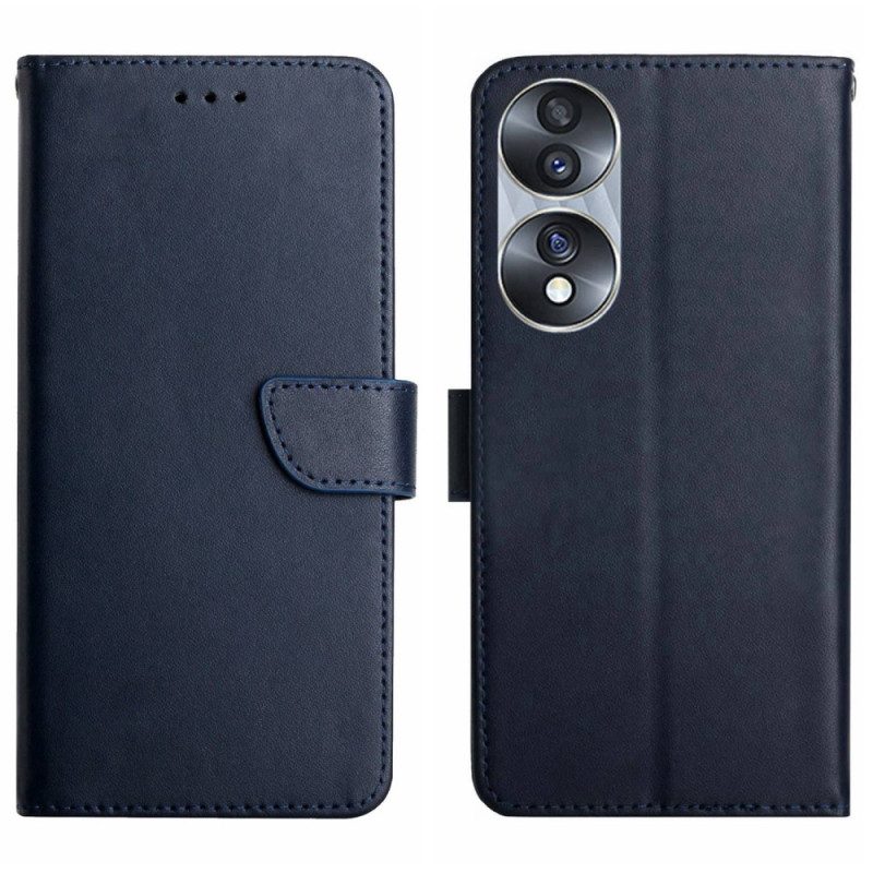 Flip Case voor Honor 70 Echt Nappaleer