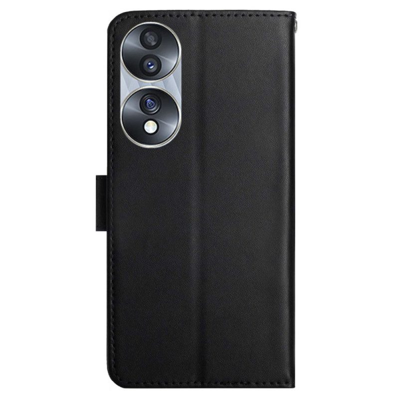 Flip Case voor Honor 70 Echt Nappaleer