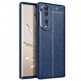 Hoesje voor Honor 70 Dubbellijnig Litchi-leereffect