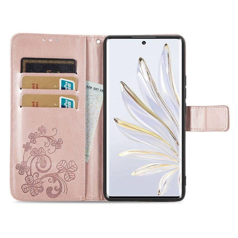 Leren Hoesje voor Honor 70 Aziatische Bloemen