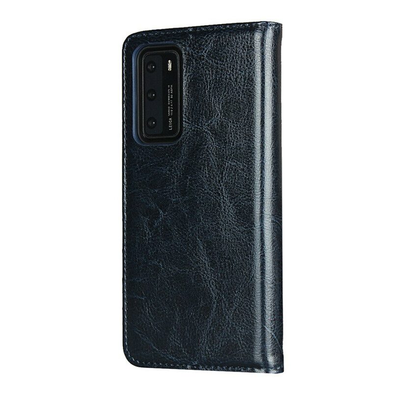 Bescherming Hoesje voor Huawei P40 Folio-hoesje Echt Leer