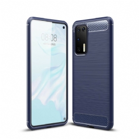 Hoesje voor Huawei P40 Geborstelde Koolstofvezel