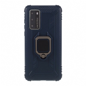 Hoesje voor Huawei P40 Ring En Koolstofvezel