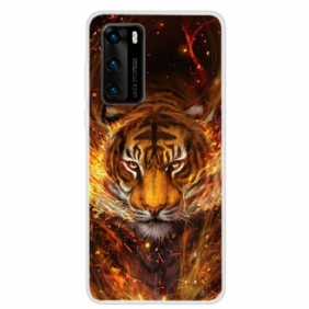 Hoesje voor Huawei P40 Vuur Tijger