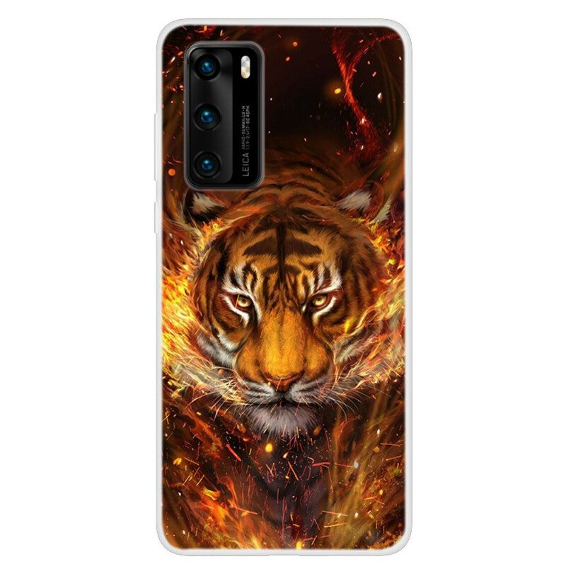 Hoesje voor Huawei P40 Vuur Tijger