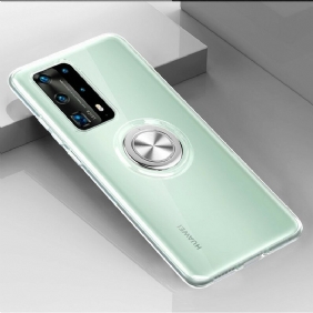 Telefoonhoesje voor Huawei P40 Transparante Eenvoudige Metalen Ring