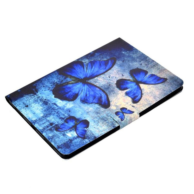 Leren Hoesje voor iPad Air (2022) (2020) Blauwe Vlinders