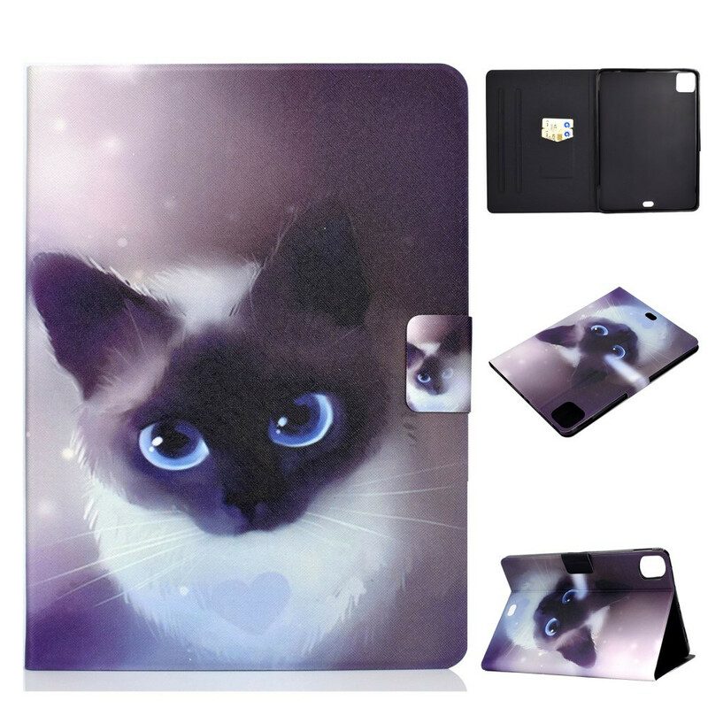 Leren Hoesje voor iPad Air (2022) (2020) Blauwogige Kat