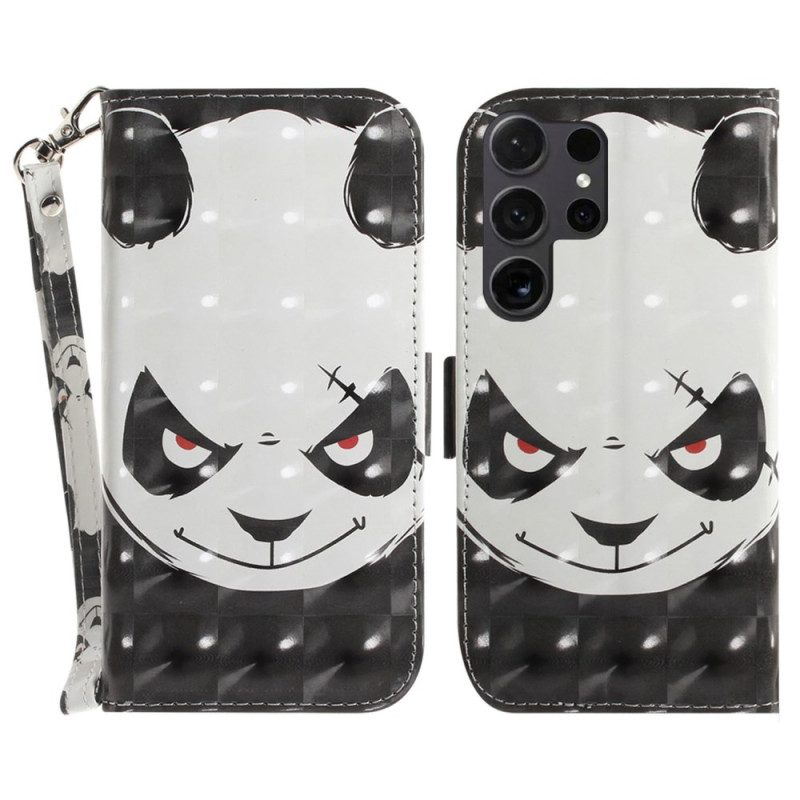 Bescherming Hoesje Samsung Galaxy S24 Ultra 5g Boze Panda Met Riem