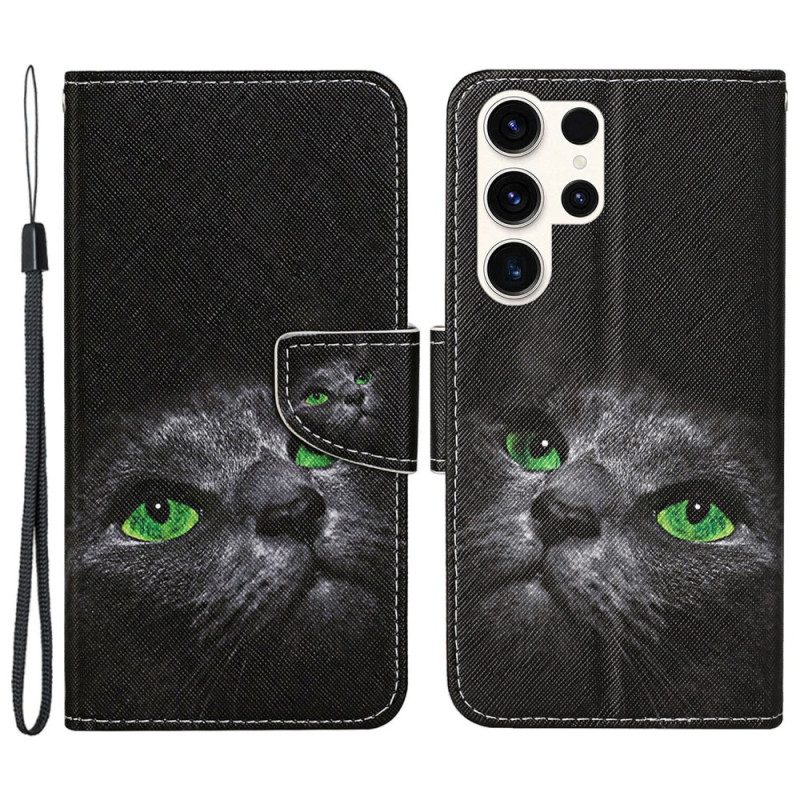 Bescherming Hoesje Samsung Galaxy S24 Ultra 5g Kattenogen Met Bandjes