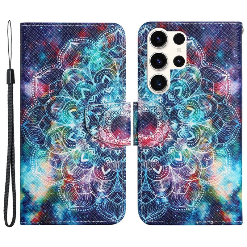 Bescherming Hoesje Samsung Galaxy S24 Ultra 5g Sterrenhemel En Mandala Met Riempje