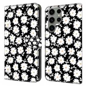 Flip Case Leren Samsung Galaxy S24 Ultra 5g Bloemmotief