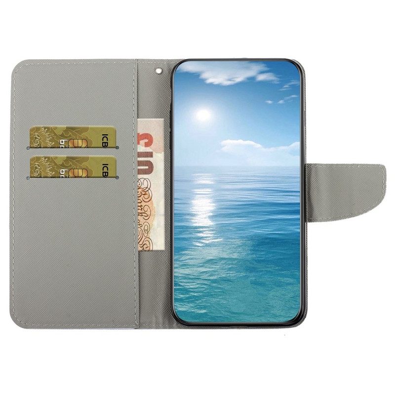 Flip Case Leren Samsung Galaxy S24 Ultra 5g Caleidoscoop Met Koord