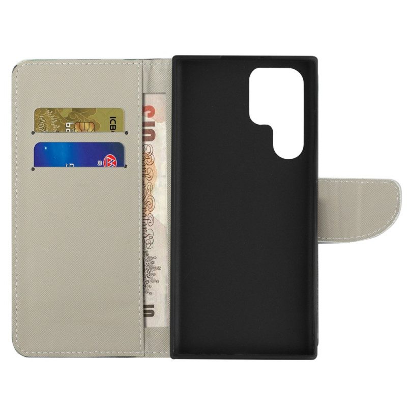 Flip Case Leren Samsung Galaxy S24 Ultra 5g Camouflagepatroon