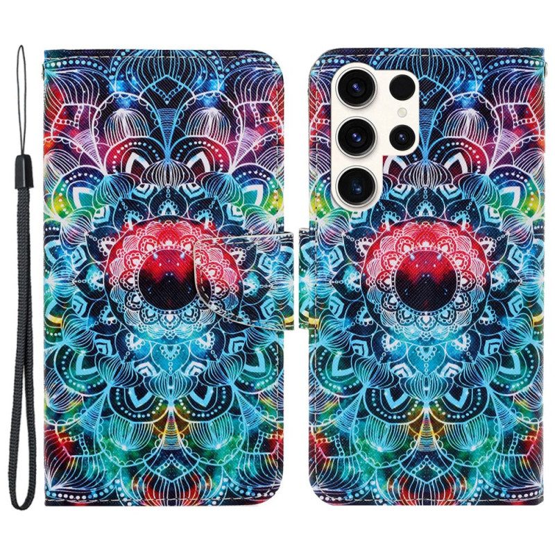 Folio-hoesje Samsung Galaxy S24 Ultra 5g Telefoonhoesje Mandala Met Riempje