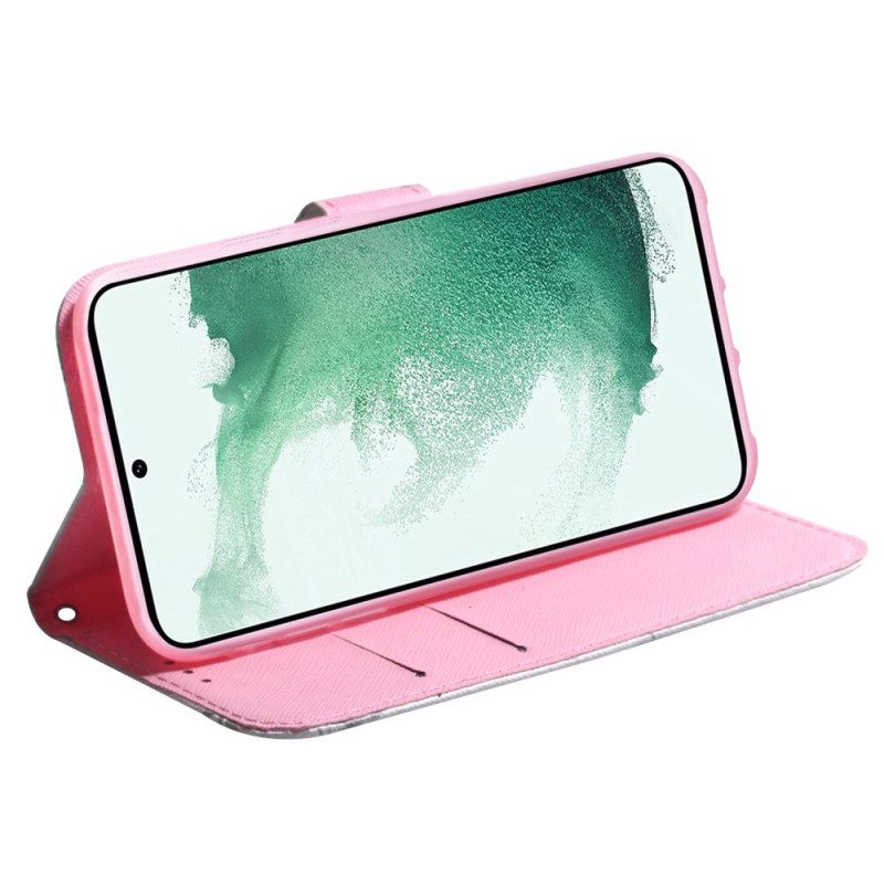 Folio-hoesje Samsung Galaxy S24 Ultra 5g Telefoonhoesje Roze Bloem