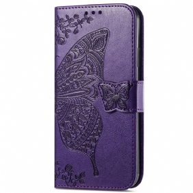 Leren Hoesje Samsung Galaxy S24 Ultra 5g Barok Vlinder Met Riem Bescherming Hoesje