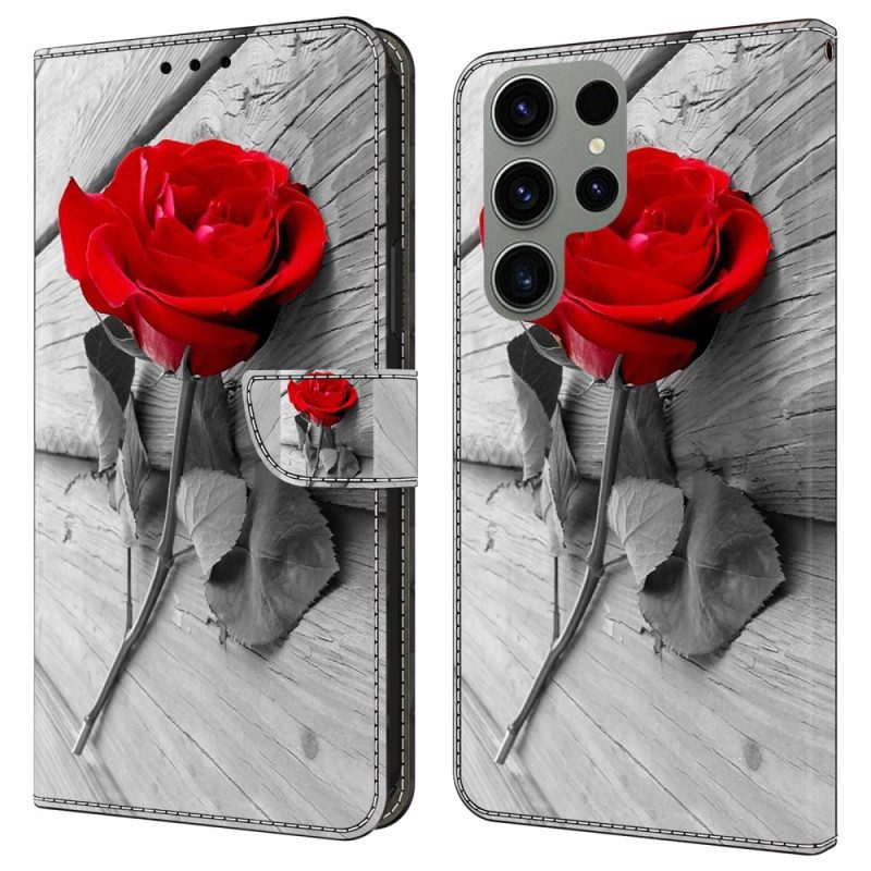 Leren Hoesje Samsung Galaxy S24 Ultra 5g Roze Bescherming Hoesje