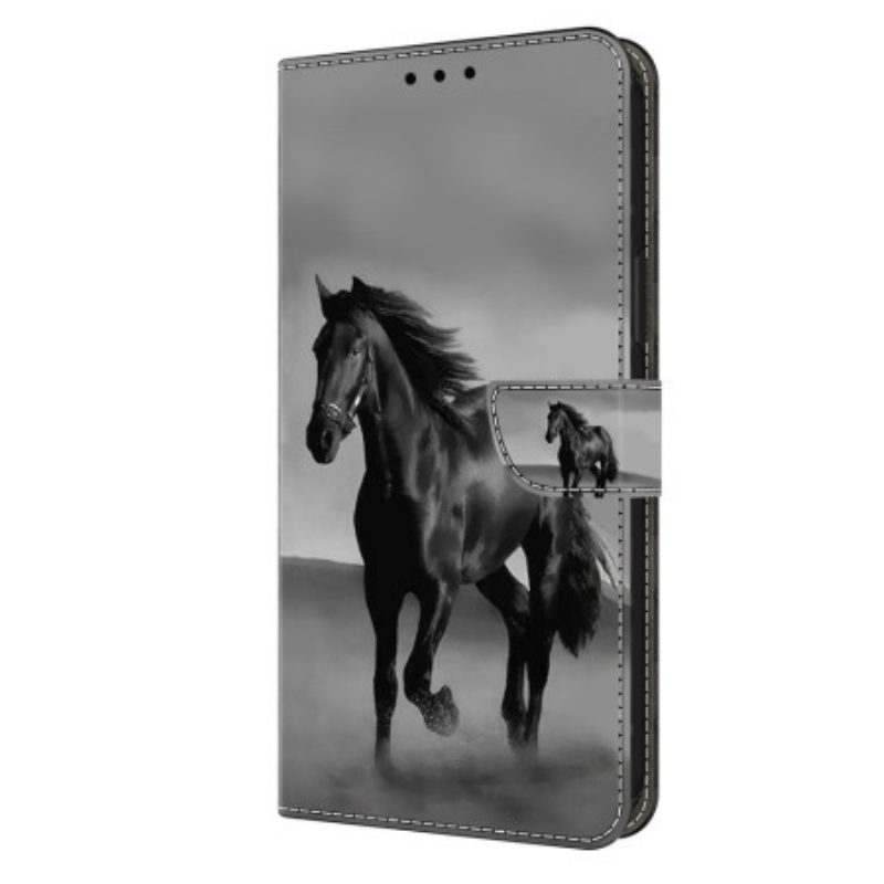 Leren Hoesje Samsung Galaxy S24 Ultra 5g Zwart Paard