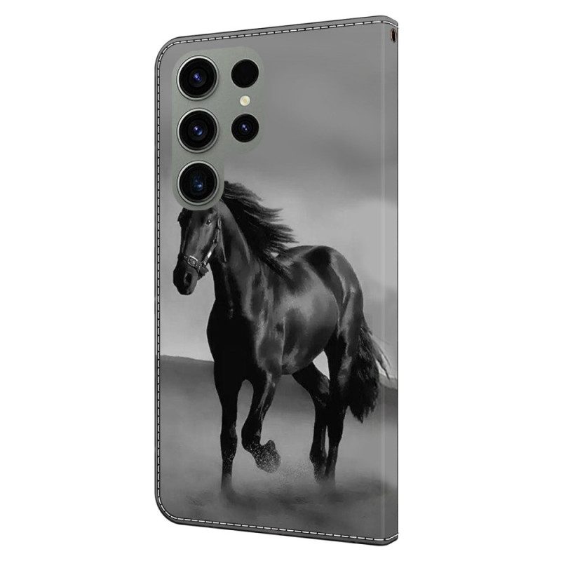 Leren Hoesje Samsung Galaxy S24 Ultra 5g Zwart Paard