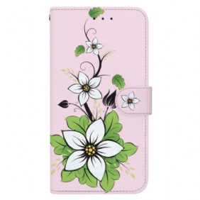 Leren Hoesje Voor Samsung Galaxy S24 Ultra 5g Lelie Met Riempje