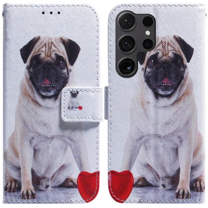 Leren Hoesje Voor Samsung Galaxy S24 Ultra 5g Mopshond