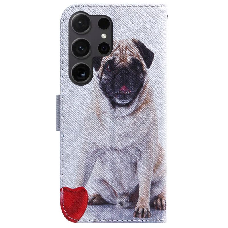 Leren Hoesje Voor Samsung Galaxy S24 Ultra 5g Mopshond