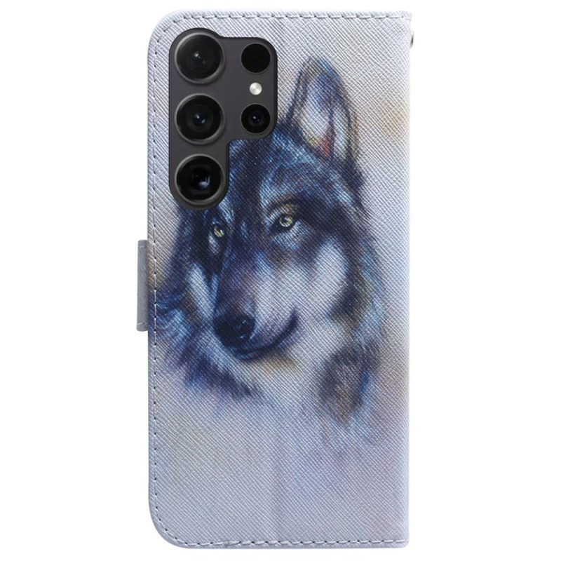 Leren Hoesje Voor Samsung Galaxy S24 Ultra 5g Wolvenaquarel